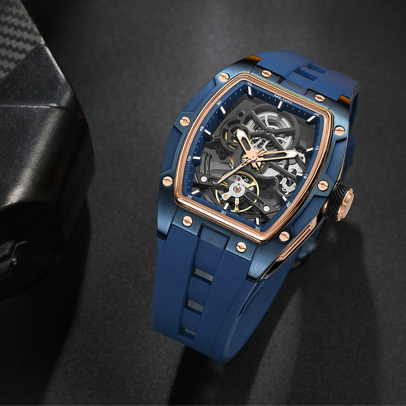 Latest Luxury Design -Skeleton Face With Rubber Strap Mechanical Movement Waterproof Watch