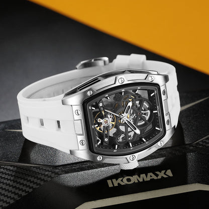 Latest Luxury Design -Skeleton Face With Rubber Strap Mechanical Movement Waterproof Watch